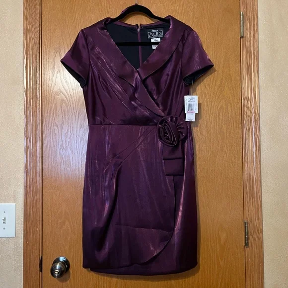 alex evenings purple dress Alex Evenings Portrait Collar Mesh Gown Navy / 10 main image 0